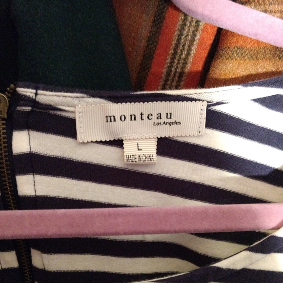 Monteau Black & White Peplum Top Large - Picture 6 of 7